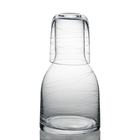 800ml Handmade Glass Water Carafe , Bedside Carafe With Glass Classic Etched