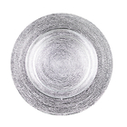 33cm Smoky Color Silver Beaded Charger Plates Decorative For Wedding
