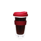 Double Wall 433ml Coffee Glass Mug High Borosilicate Travel Use