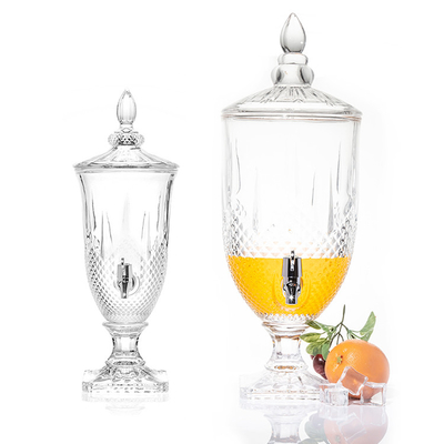 Luxury lead-free crystal glass 5L glass juice beverage dispenser with tap
