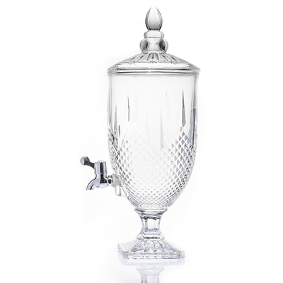 Luxury lead-free crystal glass 5L glass juice beverage dispenser with tap