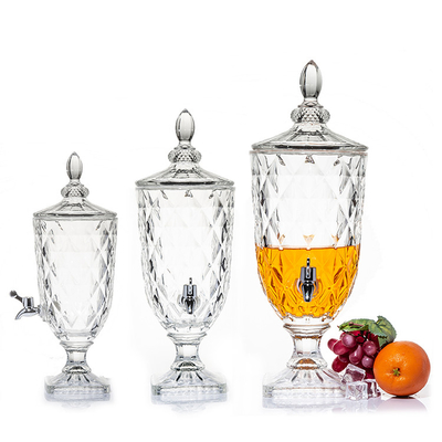 High quality lead-free crystal glass 5L glass juice beverage dispenser with tap