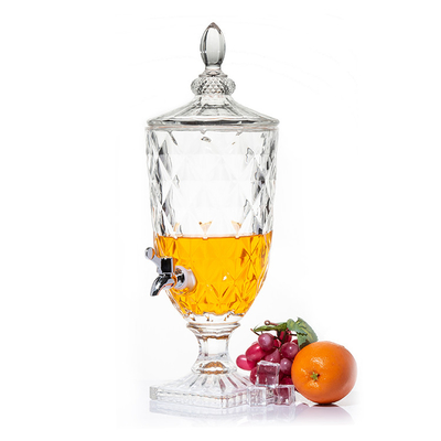 High quality lead-free crystal glass 5L glass juice beverage dispenser with tap