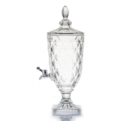 High quality lead-free crystal glass 5L glass juice beverage dispenser with tap