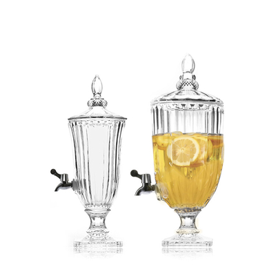 Lead-free crystal glass 5L glass juice beverage dispenser with tap
