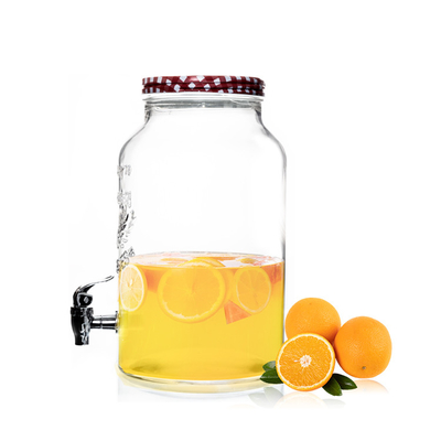 Glass Beverage Dispenser juice dispenser with tap and embossed customs logo