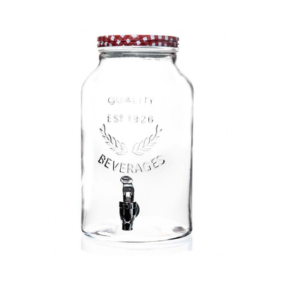 Glass Beverage Dispenser juice dispenser with tap and embossed customs logo