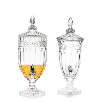 Factory price lead-free crystal glass 4.5L glass juice beverage dispenser with tap