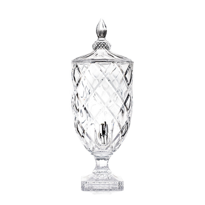 Luxury lead-free crystal glass 5L glass juice beverage dispenser with tap