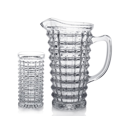 Wholesale Horizontal  StripesGlass Pitcher Collection Hiball Glass Set