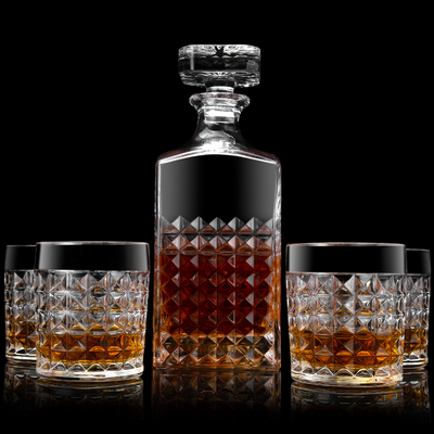 Unique Factory High Quality Lead Free Crystal Diamond Decanter drinking Whiskey Glasses Decanter Set
