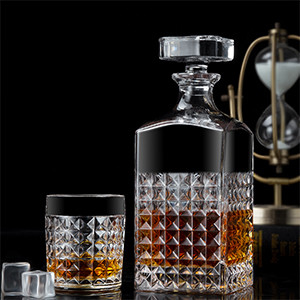 Unique Factory High Quality Lead Free Crystal Diamond Decanter drinking Whiskey Glasses Decanter Set