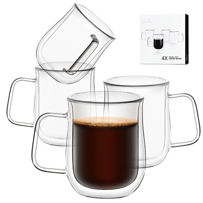Amazon top seller High quality Borsilicate double wall Heat Resistant Hot Coffee Glss  Double Wall Glass Cup