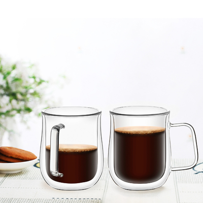 Amazon top seller High quality Borsilicate double wall Heat Resistant Hot Coffee Glss  Double Wall Glass Cup