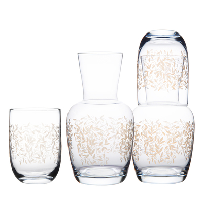 Engraving Gold Decorative Transparent  Crystal Handblown Glass Pitcher Set
