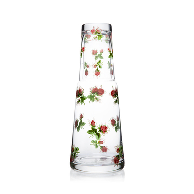 Countryside Design Flower Decal Transparent Lead Free Crystal High Quality Handblown Carafe Set