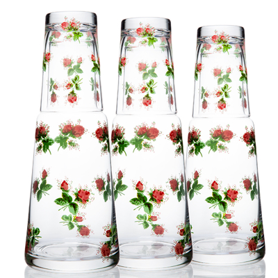 Countryside Design Flower Decal Transparent Lead Free Crystal High Quality Handblown Carafe Set