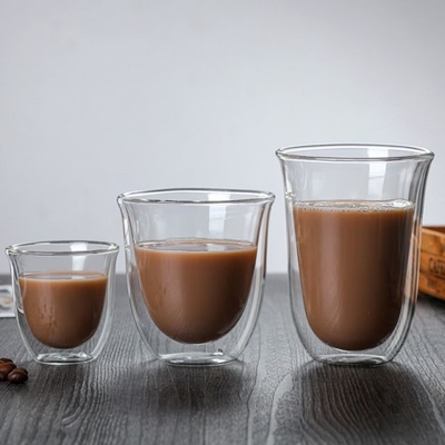Manufacture Custom Coffee Tea With High Borosilicate Handle Heat Resistant Double Wall Glass Cup