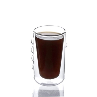 6oz Hot Selling High Borosilicate Handle Heat Resistant Double Wall Clear Coffee Glass