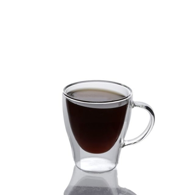 Professional Made High Borosilicate Handle Heat Resistant Double Wall Clear with handle Coffee Glass