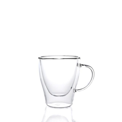 Professional Made High Borosilicate Handle Heat Resistant Double Wall Clear with handle Coffee Glass