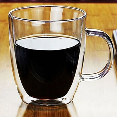 300ml 350ml Hot Selling High Borosilicate Handle Heat Resistant Double Wall Clear Coffee Glass