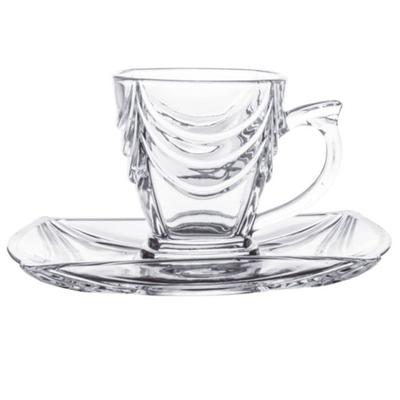220ml Classic Pattern Clear Transparent Coffee Mug Tea Glass