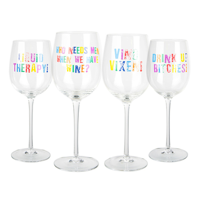Decorative Glass Gift Clear Crystal Wine Glass Decal Printing Fashion Transparency