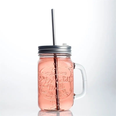 Wholesale cheap Hot selling colored drinking glass mason jar with handle