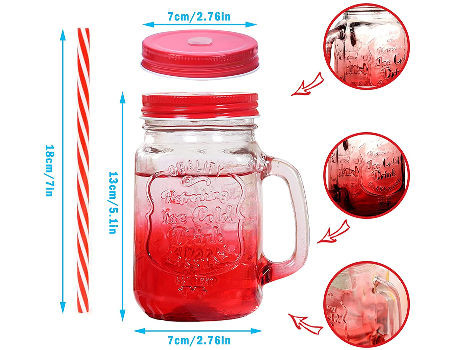Wholesale cheap Hot selling colored drinking glass mason jar with handle