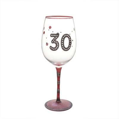 High Quality Personalized Glitter Tem Birthday Gift Red  Wine Glass