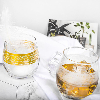 Customized LOGO New fashion Wine glass gift with gold and silver printing