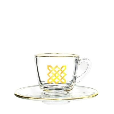 Custom Design 2oz High Quality Gold Decoration Glass Coffee Set