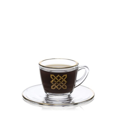 Custom Design 2oz High Quality Gold Decoration Glass Coffee Set