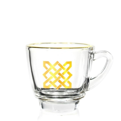 Custom Design 2oz High Quality Gold Decoration Glass Coffee Set