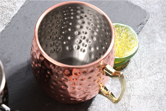 Factory Custom 65ml  Moscow mule rose gold finished with handles stainless steel mug