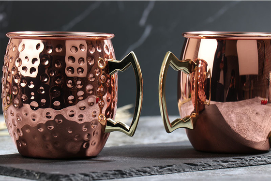 Factory Custom 65ml  Moscow mule rose gold finished with handles stainless steel mug