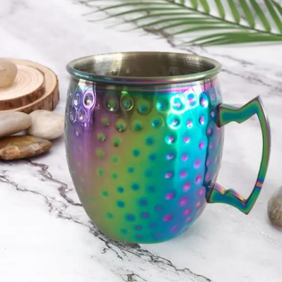 Hot Sell 65ml Moscow mule mug cocktail hammer rainbow-plated cup