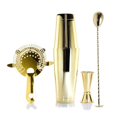 Gold Stainless Steel Cocktail Kit Shaker Mixer Drink Bartender Antique Copper Barware Set