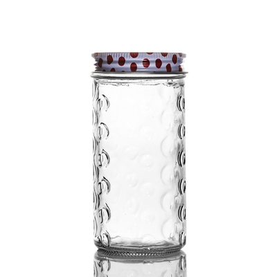 Custom made "Big Wavelet dot"  Shape glass juice jar mason jar with llid and straw