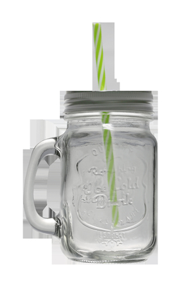 Custom Design Logo embossed colored juice drink glass mason jar with handle and lid