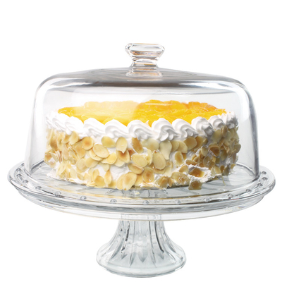 12 inch eco-friendly lead-free crystal transparent dome glass cake stand with lid