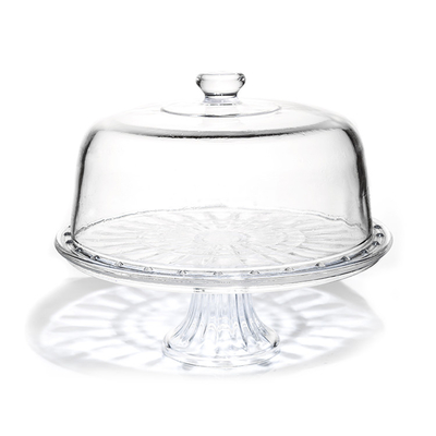 12 inch eco-friendly lead-free crystal transparent dome glass cake stand with lid