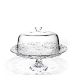 12 inch eco-friendly lead-free crystal transparent dome glass cake stand with lid