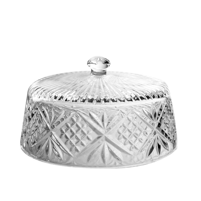 12 inch eco-friendly lead-free crystal transparent dome glass cake stand with lid