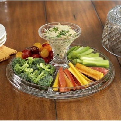 12 inch eco-friendly lead-free crystal transparent dome glass cake stand with lid