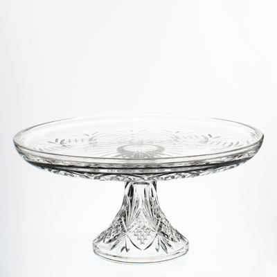 12 inch eco-friendly lead-free crystal transparent dome glass cake stand with lid