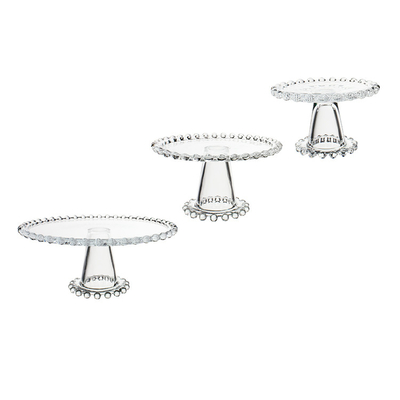 1-3 cake stand set  eco-friendly lead-free crystal transparent dome glass cake stand