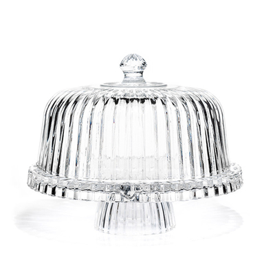 12 inch eco-friendly lead-free crystal transparent dome glass cake stand with lid