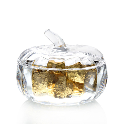 Clear Frost Decorative Pumpkin Candy Storage Canister Transparent Candy Dish